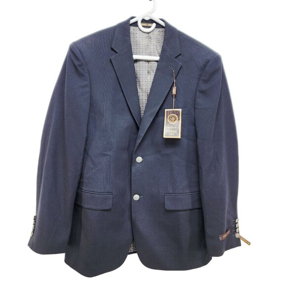 Pierre Loren Mens Navy Blazer 36R Superior 150S Classic Fit Polyester Blend - Picture 1 of 11